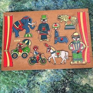 Vintage Colorful Circus Animal Puzzle for Kids